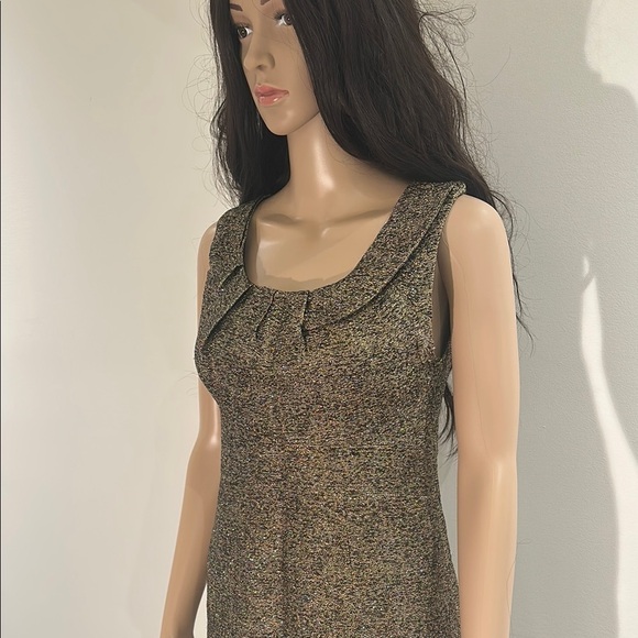 Michael Kors Gold Sheath Midi Dress Scoop Neck Sleeveless - Picture 6 of 11